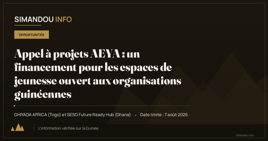 Appel à projets AEYA : un financement pour les espaces de jeunesse ouvert aux organisations guinéennes