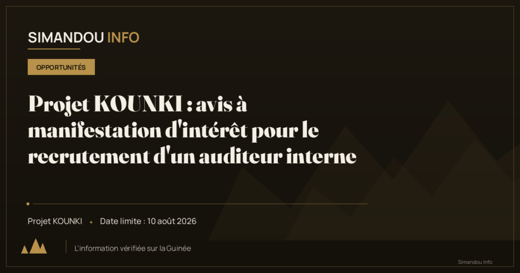 Projet KOUNKI : avis à manifestation d’intérêt pour le recrutement d’un auditeur interne