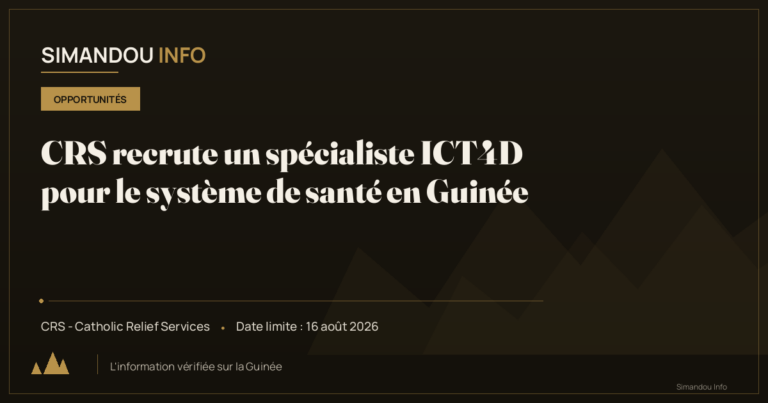 CRS recrute un spécialiste ICT4D pour le système de santé en Guinée