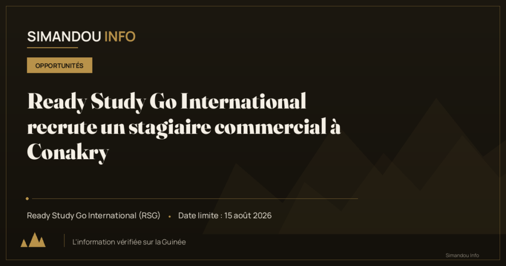 Ready Study Go International recrute un stagiaire commercial à Conakry