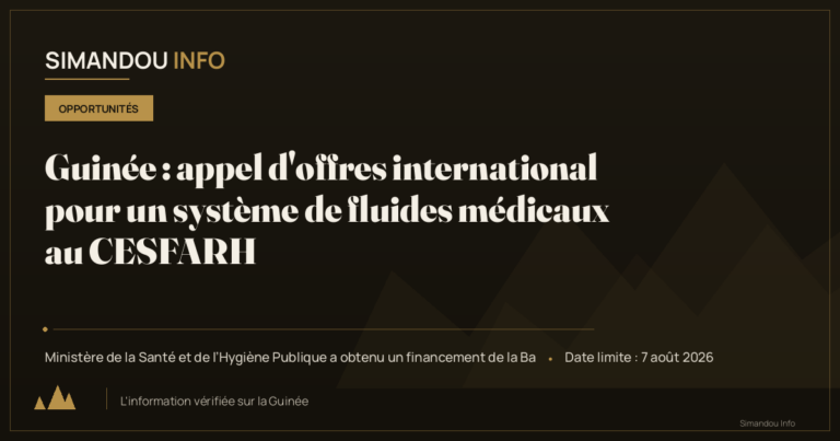 Guinée : appel d’offres international pour un système de fluides médicaux au CESFARH