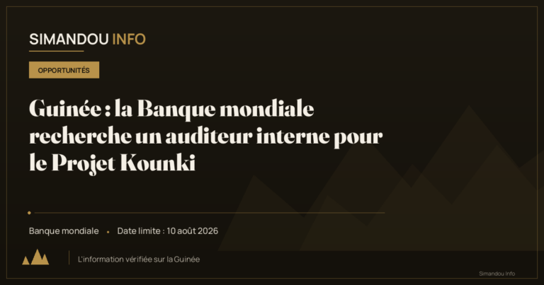 Guinée : la Banque mondiale recherche un auditeur interne pour le Projet Kounki