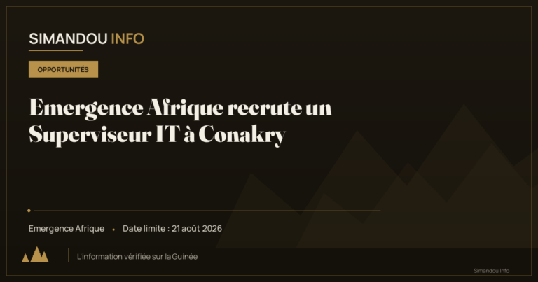 Emergence Afrique recrute un Superviseur IT à Conakry