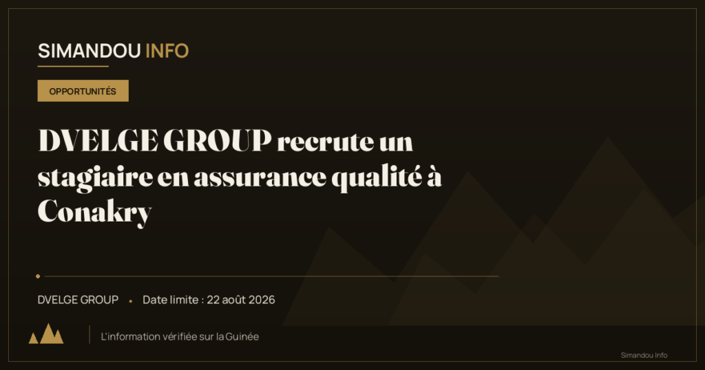 DVELGE GROUP recrute un stagiaire en assurance qualité à Conakry