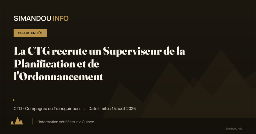 La CTG recrute un Superviseur de la Planification et de l’Ordonnancement