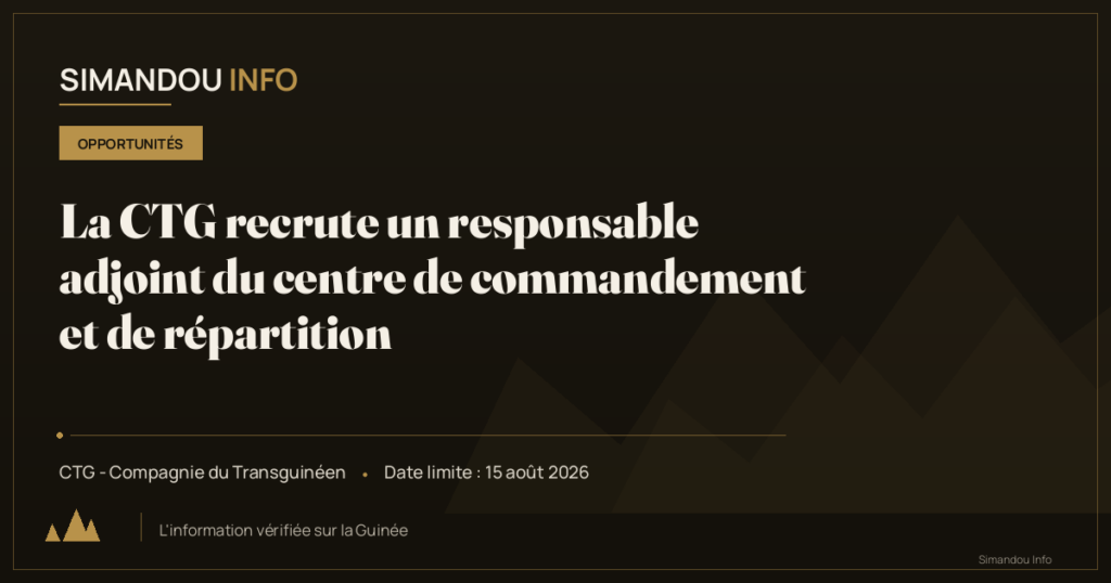 La CTG recrute un responsable adjoint du centre de commandement et de répartition