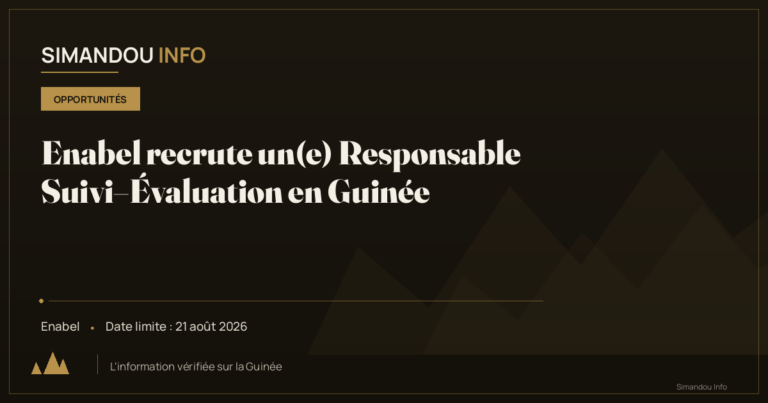 Enabel recrute un(e) Responsable Suivi–Évaluation en Guinée