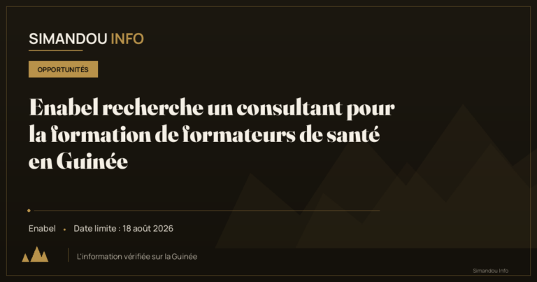 Enabel recherche un consultant pour la formation de formateurs de santé en Guinée