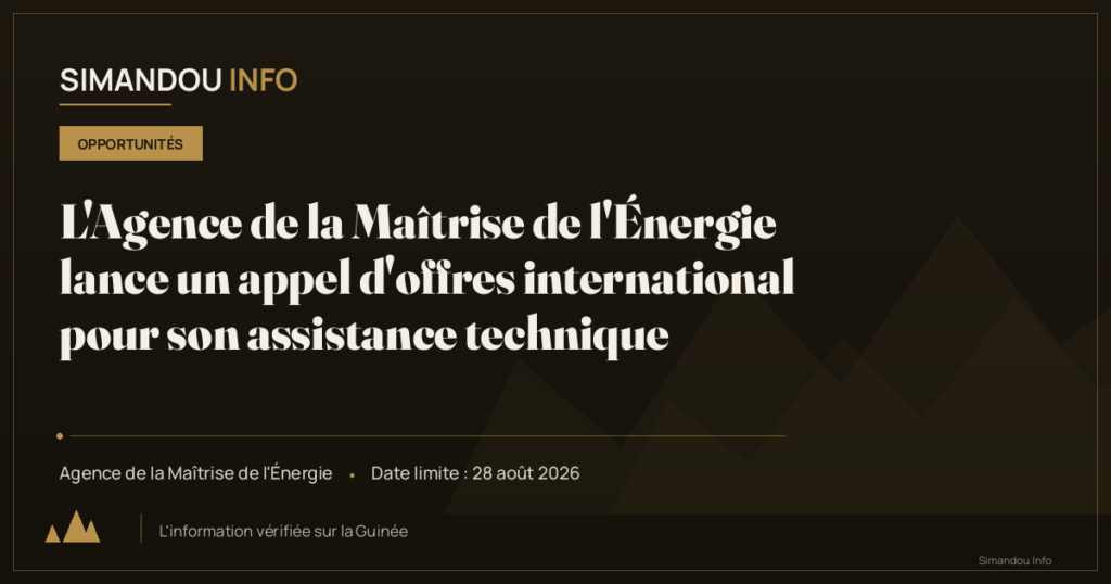 L’Agence de la Maîtrise de l’Énergie lance un appel d’offres international pour son assistance technique