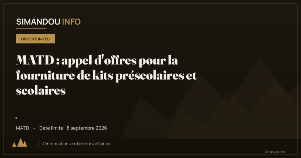 MATD : appel d’offres pour la fourniture de kits préscolaires et scolaires