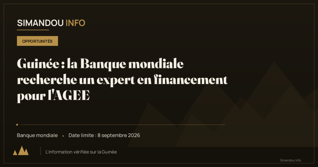 Guinée : la Banque mondiale recherche un expert en financement pour l’AGEE