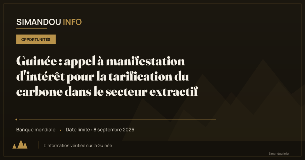Guinée : appel à manifestation d’intérêt pour la tarification du carbone dans le secteur extractif