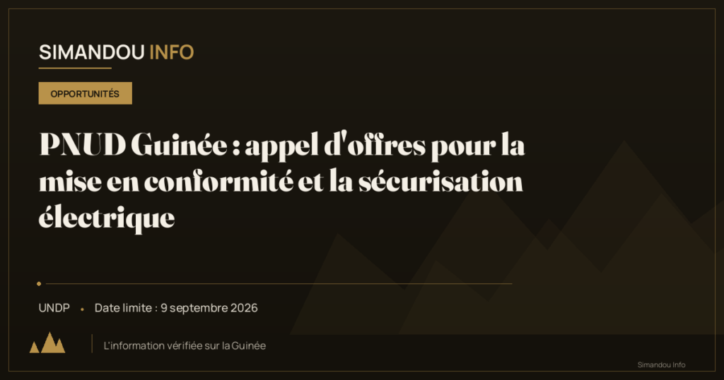 PNUD Guinée : appel d’offres pour la mise en conformité et la sécurisation électrique