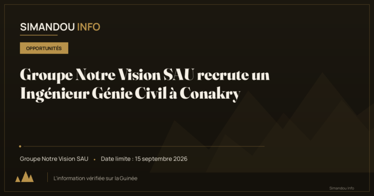 Groupe Notre Vision SAU recrute un Ingénieur Génie Civil à Conakry