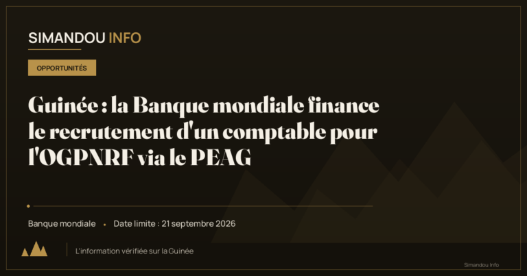 Guinée : la Banque mondiale finance le recrutement d’un comptable pour l’OGPNRF via le PEAG
