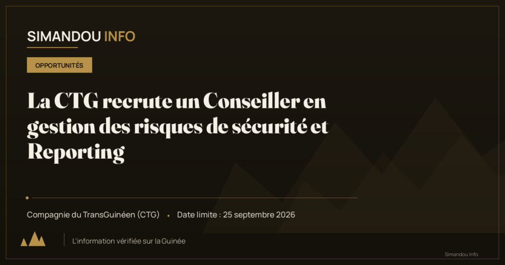 La CTG recrute un Conseiller en gestion des risques de sécurité et Reporting