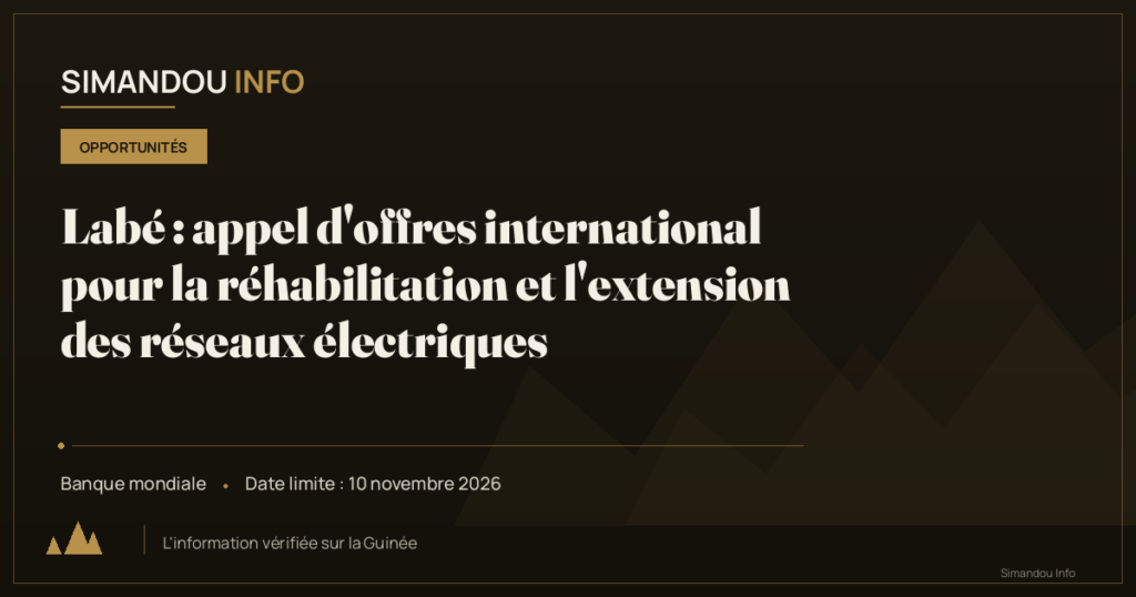Labé : appel d’offres international pour la réhabilitation et l’extension des réseaux électriques