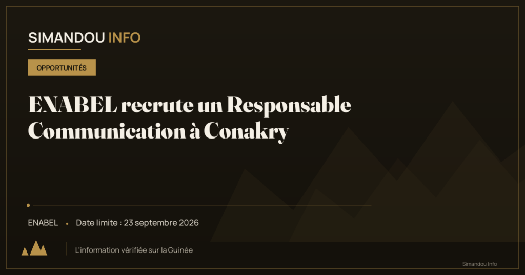 ENABEL recrute un Responsable Communication à Conakry