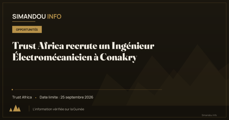 Trust Africa recrute un Ingénieur Électromécanicien à Conakry