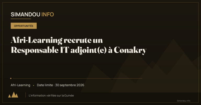 Afri-Learning recrute un Responsable IT adjoint(e) à Conakry