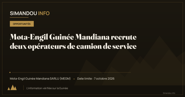 Mota-Engil Guinée Mandiana recrute deux opérateurs de camion de service