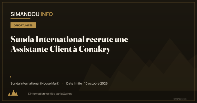 Sunda International recrute une Assistante Client à Conakry