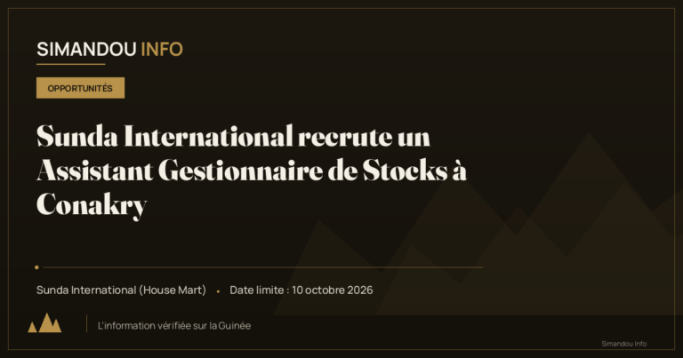 Sunda International recrute un Assistant Gestionnaire de Stocks à Conakry