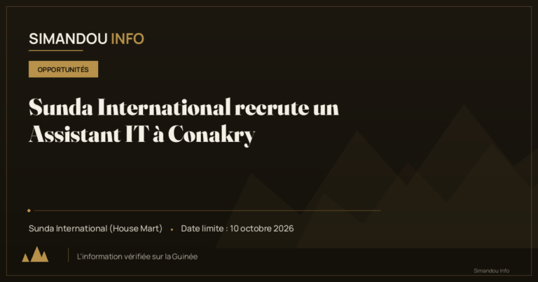 Sunda International recrute un Assistant IT à Conakry