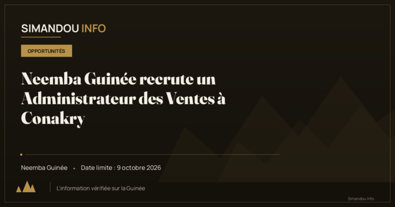 Neemba Guinée recrute un Administrateur des Ventes à Conakry