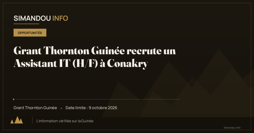 Grant Thornton Guinée recrute un Assistant IT (H/F) à Conakry