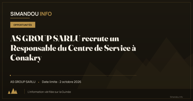 AS GROUP SARLU recrute un Responsable du Centre de Service à Conakry