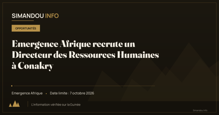 Emergence Afrique recrute un Directeur des Ressources Humaines à Conakry
