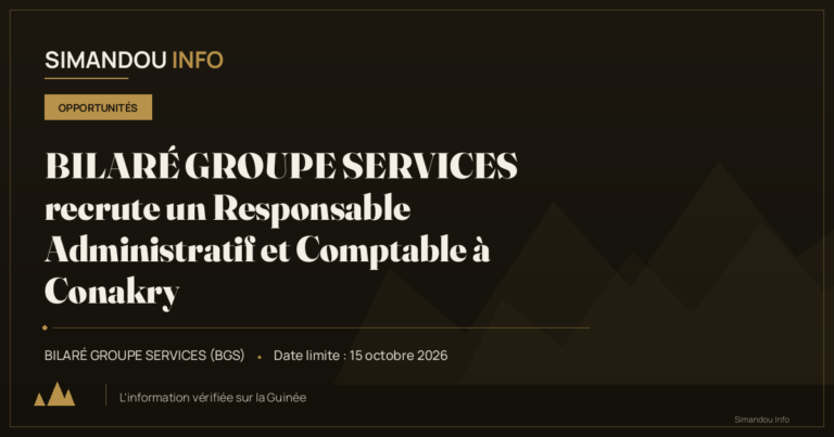 BILARÉ GROUPE SERVICES recrute un Responsable Administratif et Comptable à Conakry