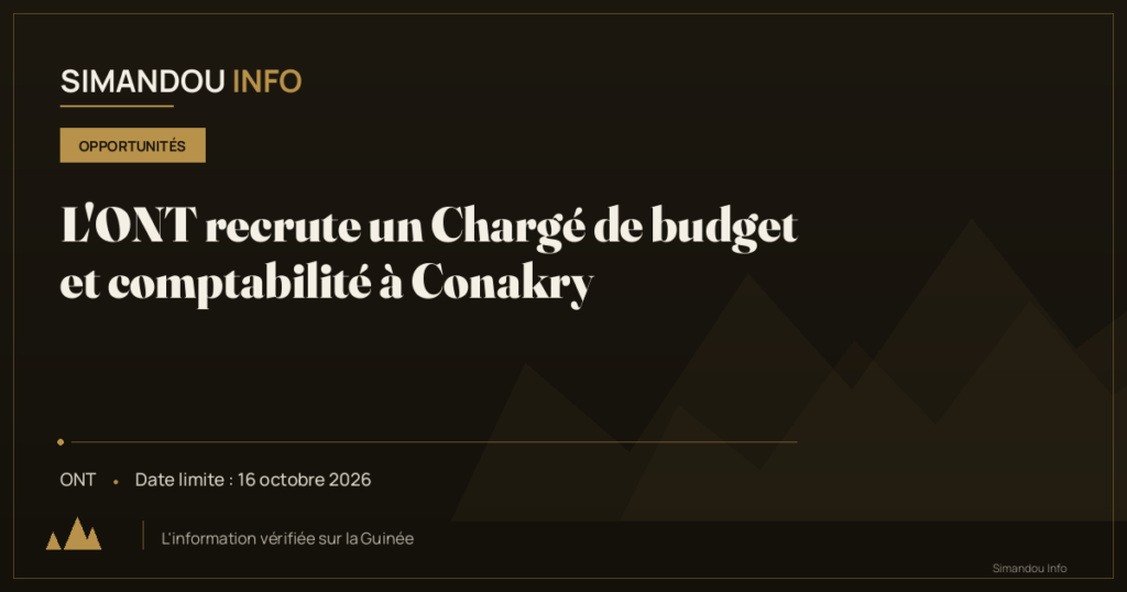 L’ONT recrute un Chargé de budget et comptabilité à Conakry