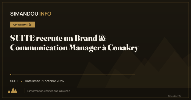 SUITE recrute un Brand & Communication Manager à Conakry