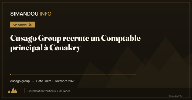 Cusago Group recrute un Comptable principal à Conakry