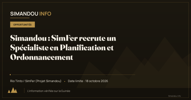 Simandou : SimFer recrute un Spécialiste en Planification et Ordonnancement