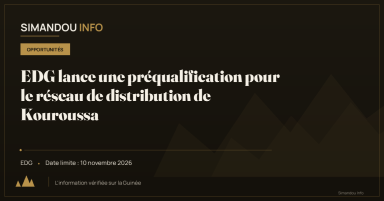 EDG lance une préqualification pour le réseau de distribution de Kouroussa