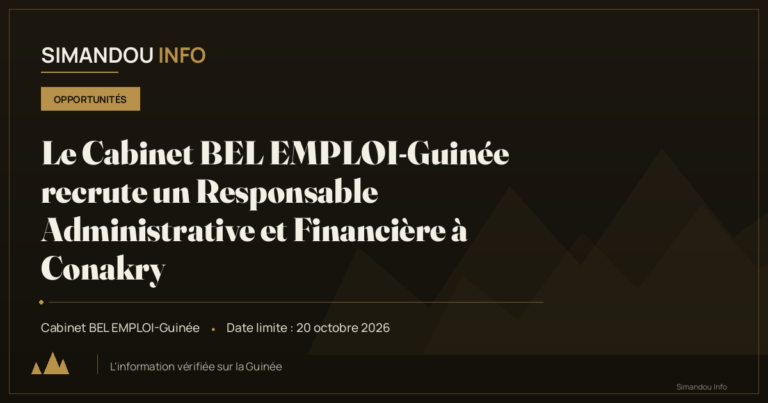 Le Cabinet BEL EMPLOI-Guinée recrute un Responsable Administrative et Financière à Conakry