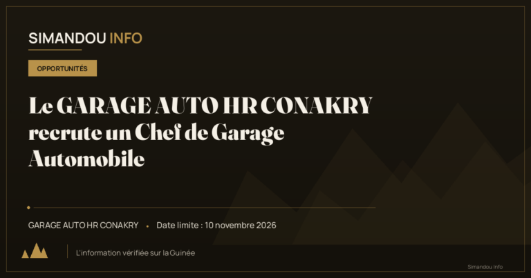Le GARAGE AUTO HR CONAKRY recrute un Chef de Garage Automobile