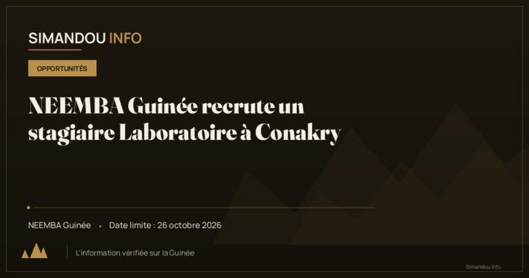 NEEMBA Guinée recrute un stagiaire Laboratoire à Conakry